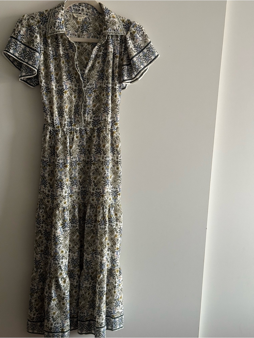 Max Studio Blue and Cream Floral Maxi Dress